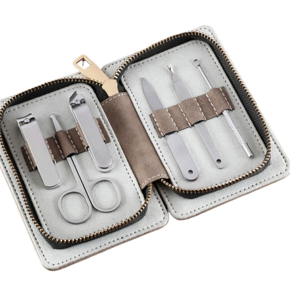 Nail Clipper Set Stainless Steel 6pcs Manicure Grooming Kit with Travel Case for Precision Trimming