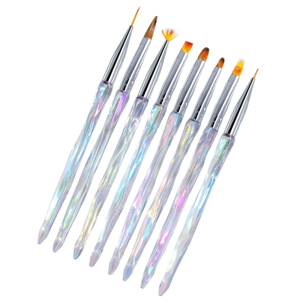 8pcs Nail Art Brush Set with Dotting Pens for Professional Detailing and DIY Manicure Designs