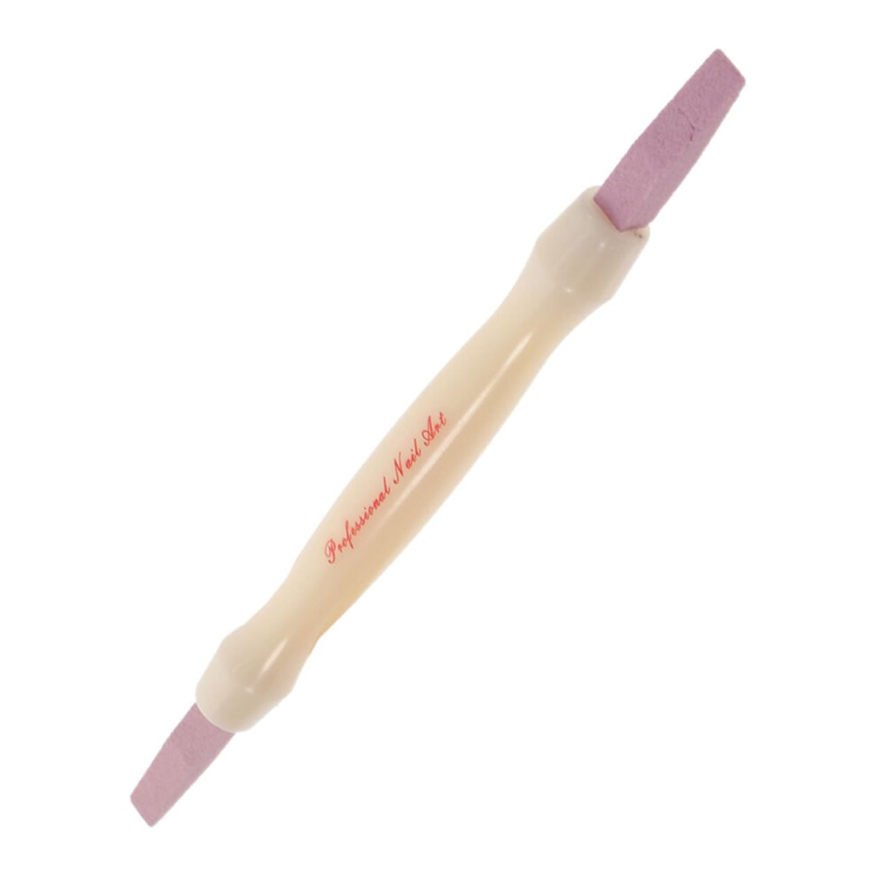 Double End Cuticle Pusher and Nail Buffer with Pumice Stick for Salon and Home Manicure Use