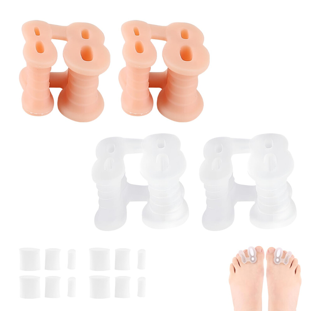2 Pairs Silicone Toe Separators and Adjustable Bunion Corrector for Overlapping Toes Pain Relief