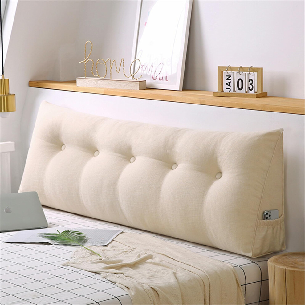 Headboard Pillow Wedge Cushion with Lumbar Support for Bed Backrest, Triangular Upholstered Bolster, 100x50x20cm