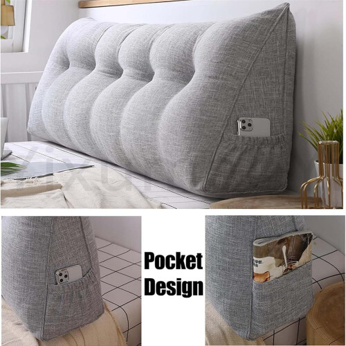 Headboard Pillow Wedge Cushion with Lumbar Support for Bed Backrest, Triangular Upholstered Bolster, 100x50x20cm 1