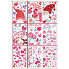 2024 Valentine's Day Window Stickers Valentine's Day Love Rose Valentine's Day Decorative Glass Window Stickers 9pcs