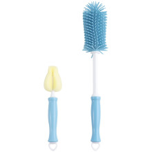 1Pc Baby 360 Degrees Rotating Feeder Cleaning Brush Feeding-Bottle Brush Silicone Nursing Bottle Cleaning Tool with Case(Blue)