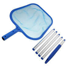 1pc Durable Aluminum Rod Shallow Swimming Pool Scoop Net Pool Cleaning Net (Blue)