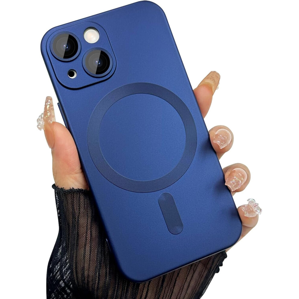 Case For Compatible With Iphone 13 Mini, Matte Luxury Soft Metallic Design With Lens Protector, Compatible With Magsafe - Dark Blue 9048212111849