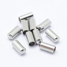 20 Stück Endkappen für Kordelenden aus Edelstahl 304, Edelstahlfarbe, 8 x 3,5 mm, Innendurchmesser: 3 mm