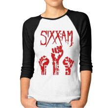 Camisetas de béisbol Sixx Am para mujer, de algodón, con mangas raglán clásicas y cuello redondo, talla pequeña.