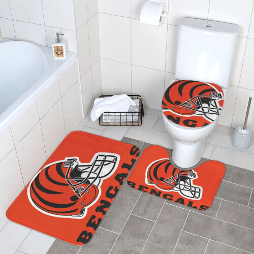 Conjunto de 3 tapetes de banheiro com o tema Bengals, antiderrapante, 80 x 50 cm (31,5 x 20 polegadas). 2