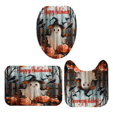 Halloween dusjforhengsett med sklisikre tepper, badematte og toalettlokktrekk | Kompatibel med XIUH