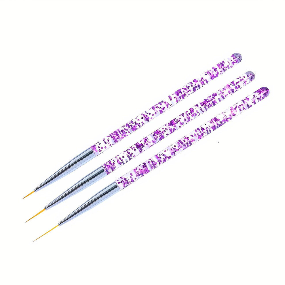 3pcs Nail Art Liner Brush Set with UltraThin Precision Tips for Gel Acrylic and French Tip Designs