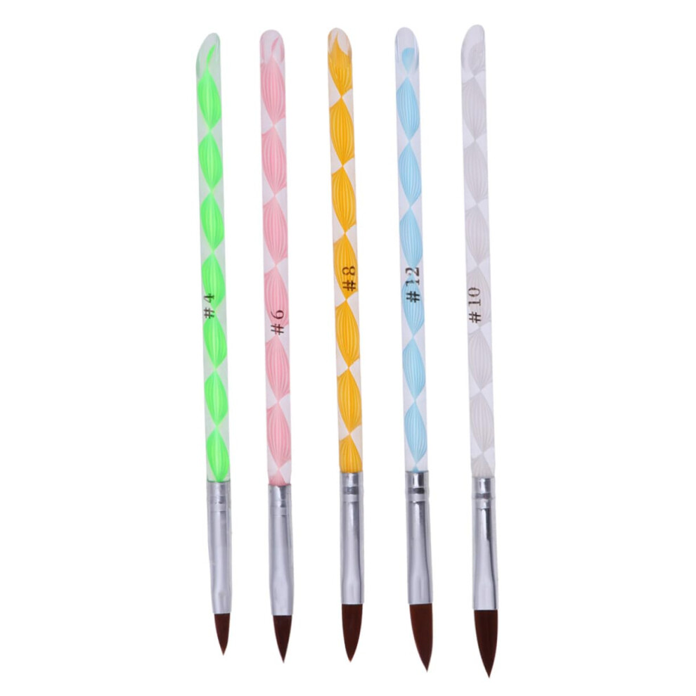 5pcs Nail Art Brushes Set with Synthetic Bristles for Precise Acrylic Painting and Smooth Polish