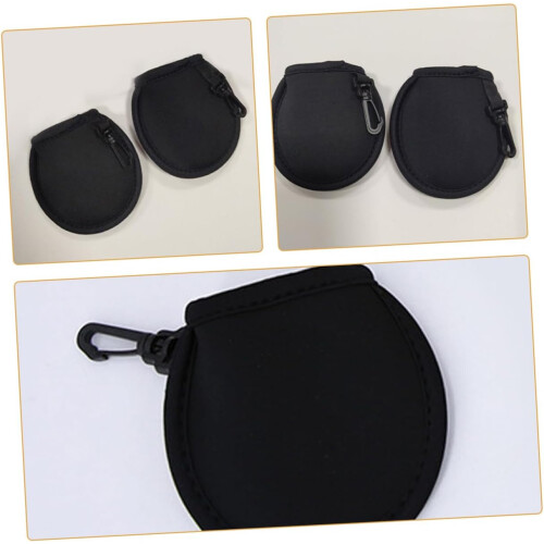 2 Pack Golf Ball Cleaning Pouch with Soft Lining for Men, Portable Black Accessory Bag for Course Use 1