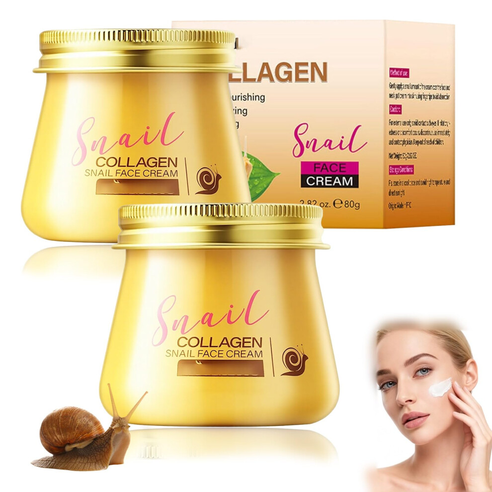 Cream Snail Face Collagen Moisturizer Antiwrinkle Hydrating Skin Firming Fast Absorption 2Pcs
