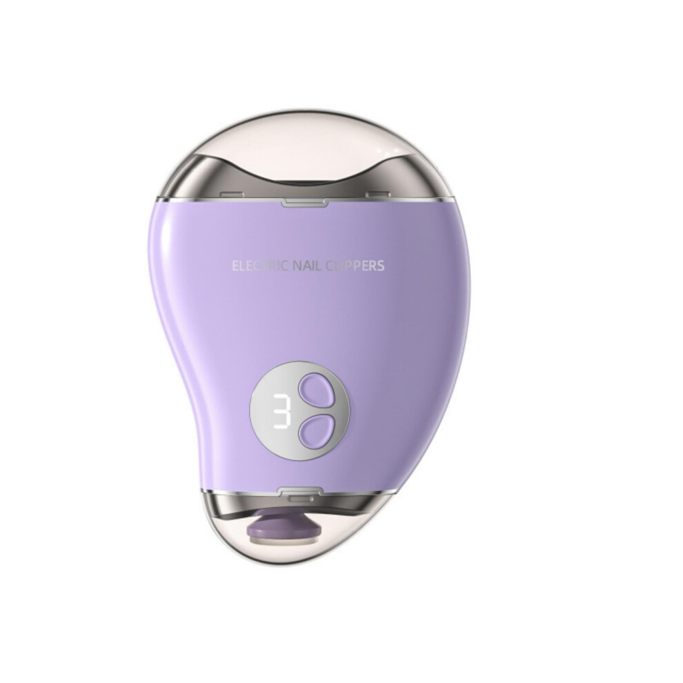 Electric Nail Clippers 2 in 1 Trimmer and Polisher with LED Light for Toenails and Fingernails Purple