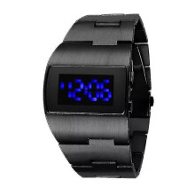 Orologio digitale a LED da uomo, orologio sportivo militare nero in acciaio inossidabile, orologio da polso grande multifunzione Elek (FMY) nero blu