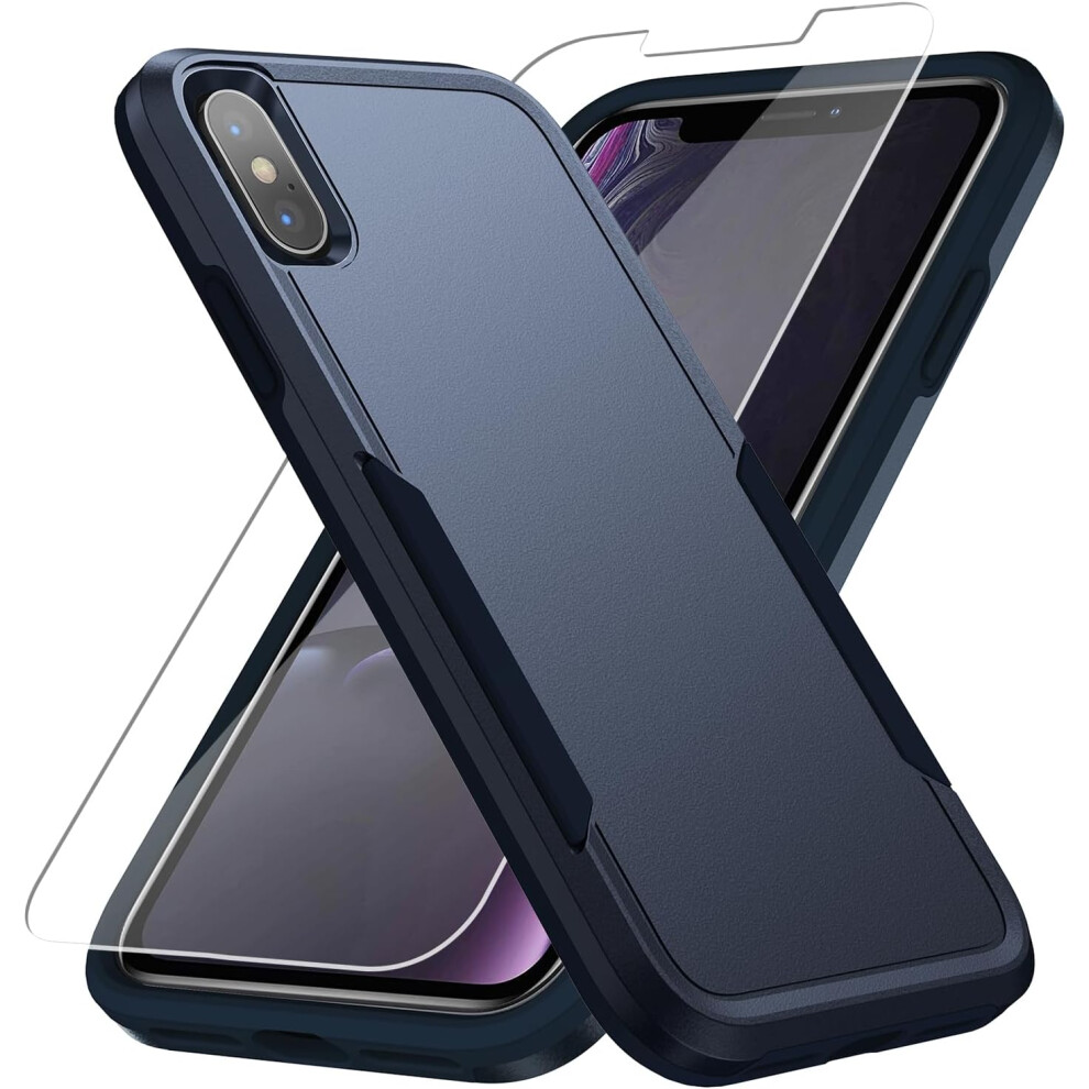 Compatible With Iphone Xs Max Case, Screen Protector Included, Military Grade Drop Tested, Heavy-Duty Rugged Shockproof Case For 6.5 Inch, Blue 9173940828650