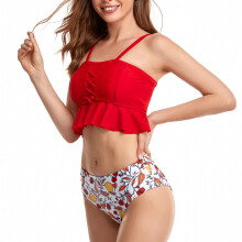OAVQHLG3B Γυναικείο Μαγιό Tankini, Ολόσωμο Μαγιό Tankini με Στάμπα και Βολάν, Μαγιό Beachwear με