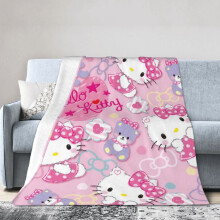 Hello Kitty Hoteldecke, Anime-Decke für Bett und Sofa, ultraweiche Fleecedecke für Schlaf- und Wohnzimmer, 152 x 127 cm