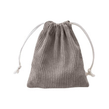 Qdahuk Corduroy Opbergtas met Trekkoord, Vakje, Make-uptas voor Dames, Grote Capaciteit, Munttas, Grijs