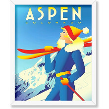 Poster de călătorie XFX - Vintage Aspen Colorado - Poster de schi - Decor de perete excelent pentru casă, birou, sufragerie - Cadou pentru fanii