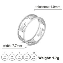 Anello da donna RSAMD Hollow Walking Cats in acciaio inossidabile con motivo animale e gattino carino - 7 anelli da dito in acciaio