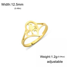 Anello regolabile RSAMD Love Heart Bird in acciaio inossidabile, gioiello color oro