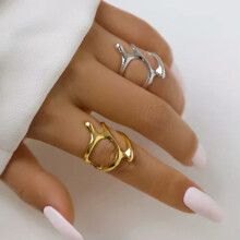 RSAMD Trendy Vintage Elegant Uregelmæssig Justerbar Ring Til Kvinder Punk Geometrisk-Guld-