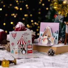 Merry Christmas Greeting Card With Envelope Santa Snowman Christmas Tree 3D Pop UP Party Invitation Gifts Folding Type Postcard