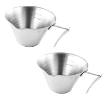 Tazzina dosatrice per espresso con manico, confezione da 2 tazzine doppie in acciaio inox, colore argento.