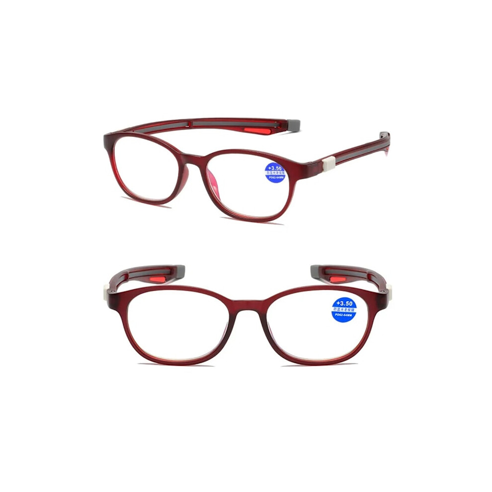 Stylish Anti- Reading Glasses With Magnet (+0.75 - +4.0) Maroon +2 Blue/Light 9448196869994