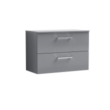Balterley Level Modern Bathroom 800mm Wall Hung 2 Soft Close Drawer Vanity Unit with Worktop, 557 x 805 x 390mm, Satin Grey
