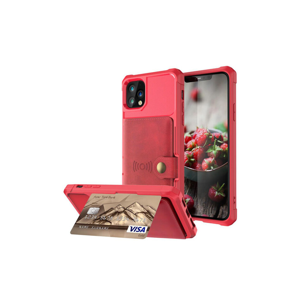 Compatible With Iphone 11 Pro Max - Smooth Stylish Case With Card Slot Red 9448196871249