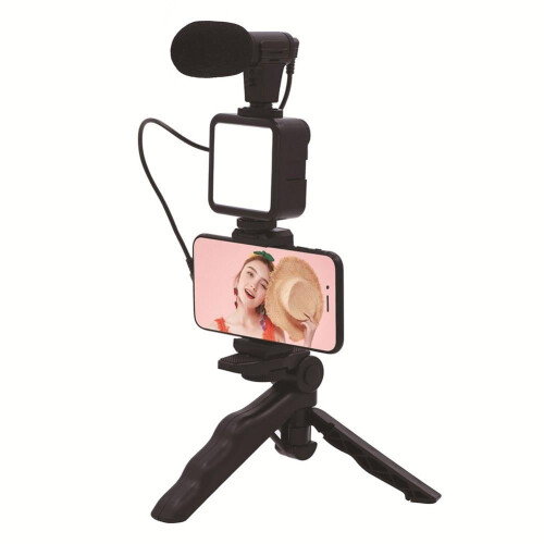Κιτ βίντεο smartphone με μικρόφωνο και LED για selfie, τρίποδο, βάση τηλεφώνου, φωτογραφία, 1