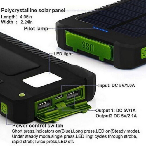 Ηλιακή τράπεζα ενέργειας 50000mAh με διπλές θύρες USB συμβατή με iPhone, iPad, Android, κάμερα - 1