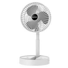 Hapri Portable Stand Fan, Folding Telescopic Floor/USB Desk Fan, Rechargeable, 3 Speeds, Super Quiet, Adjustable Height & Head, for Room, Office,