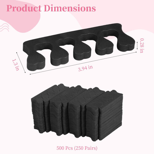 500 Pcs Soft EVA Toe Separators, Lightweight Reusable Toe Spacers for Smudge Pedicure 1
