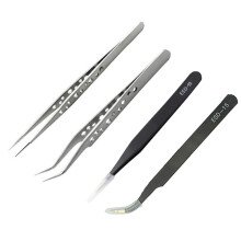 Precision Industrial Tweezers Anti-Static Magnetic Stainless Steel Tweezers Set for Electronics Soldering Maintenance