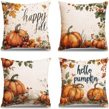 Fodere per cuscini autunnali 18x18, set da 4, cuscini decorativi a tema zucca autunnale per divano, compatibili con decorazioni per la casa del
