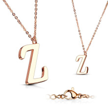 Collana con lettera Z in acciaio chirurgico 316L placcato oro rosa (AZ)