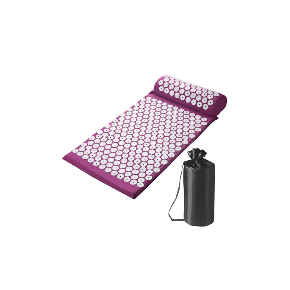 Purple Acupressure Mat And Pillow Set With Bag - Compatible With Acupuncture Therapy For Neck, Back & Muscle Pain Relief, Stress, Sciatica