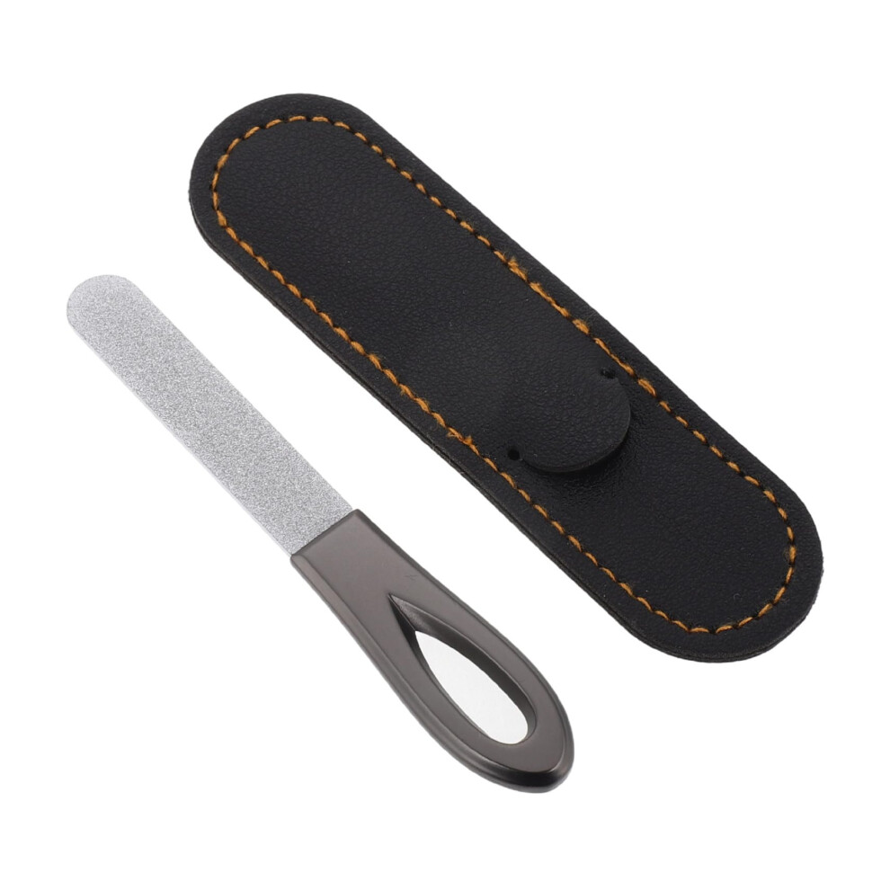 Double Sided Nail File with PU Protective Case, NonSlip Handle, DualSided for Nails Care