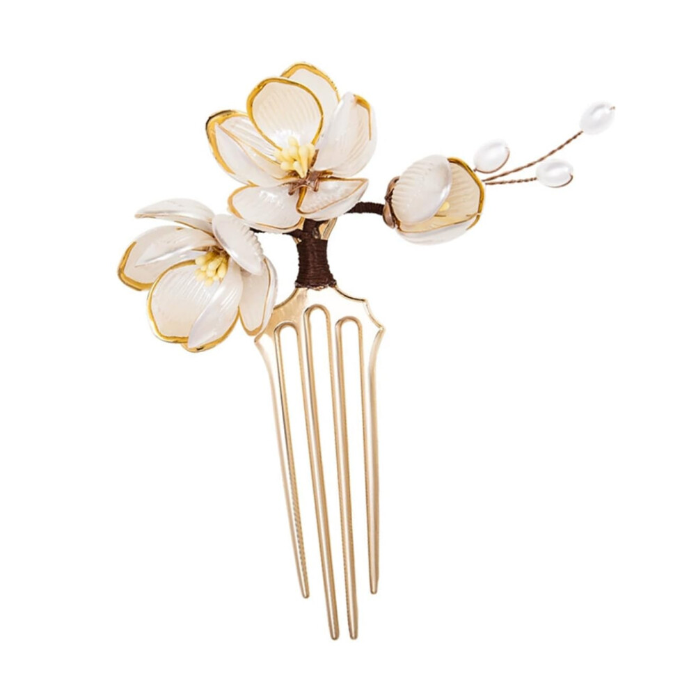 Unisex Chinese Hair Comb With Vintage Lotus Hair Pin, Elegant Ushape Hold For Traditional Updos