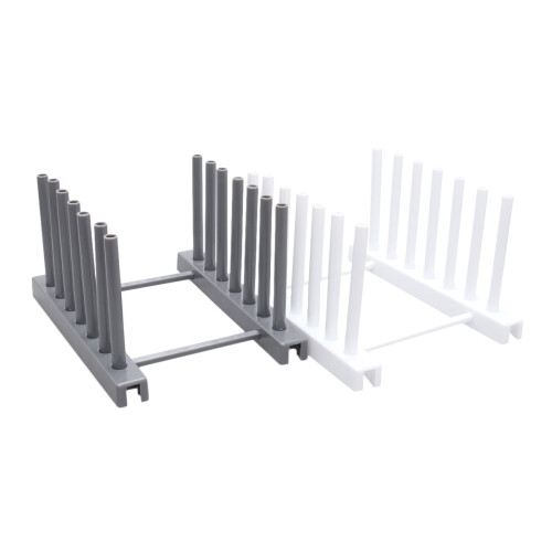 2 scolapiatti da cucina, supporto per piatti e tazze, espositore, scolapiatti, organizer per la cucina (bianco e grigio)