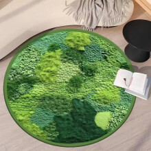 Round Green Moss Carpet, Imitation Floor Mat, Non-Slip, for Bedroom, Living Room, Balcony - Compatible with Christmas Gifts & Home Decor