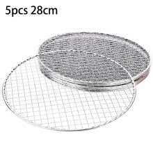 Lot de 5 grilles de cuisson rondes jetables en fil de fer pour barbecue.