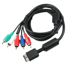 YPbPr für PS2/PS3/PS3 Slim HDTV-fähiges TV-HD-Komponenten-AV-Kabel, 5-adrig, 1,8 m, Schwarz
