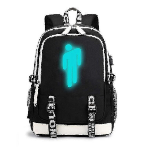 Mochila escolar com estampa da Billie Eilish e carregamento USB 1