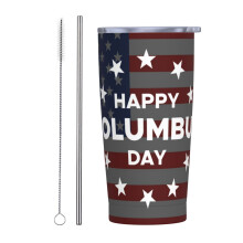 Buon Columbus Day! Bicchiere termico portatile in acciaio inossidabile con coperchio, 20 oz, tazza da viaggio.