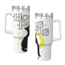 Hocus Pocus 40Oz Tumbler con manico e coperchio con cannuccia, tazza termica in acciaio inossidabile, borraccia da viaggio, portabicchiere, regalo